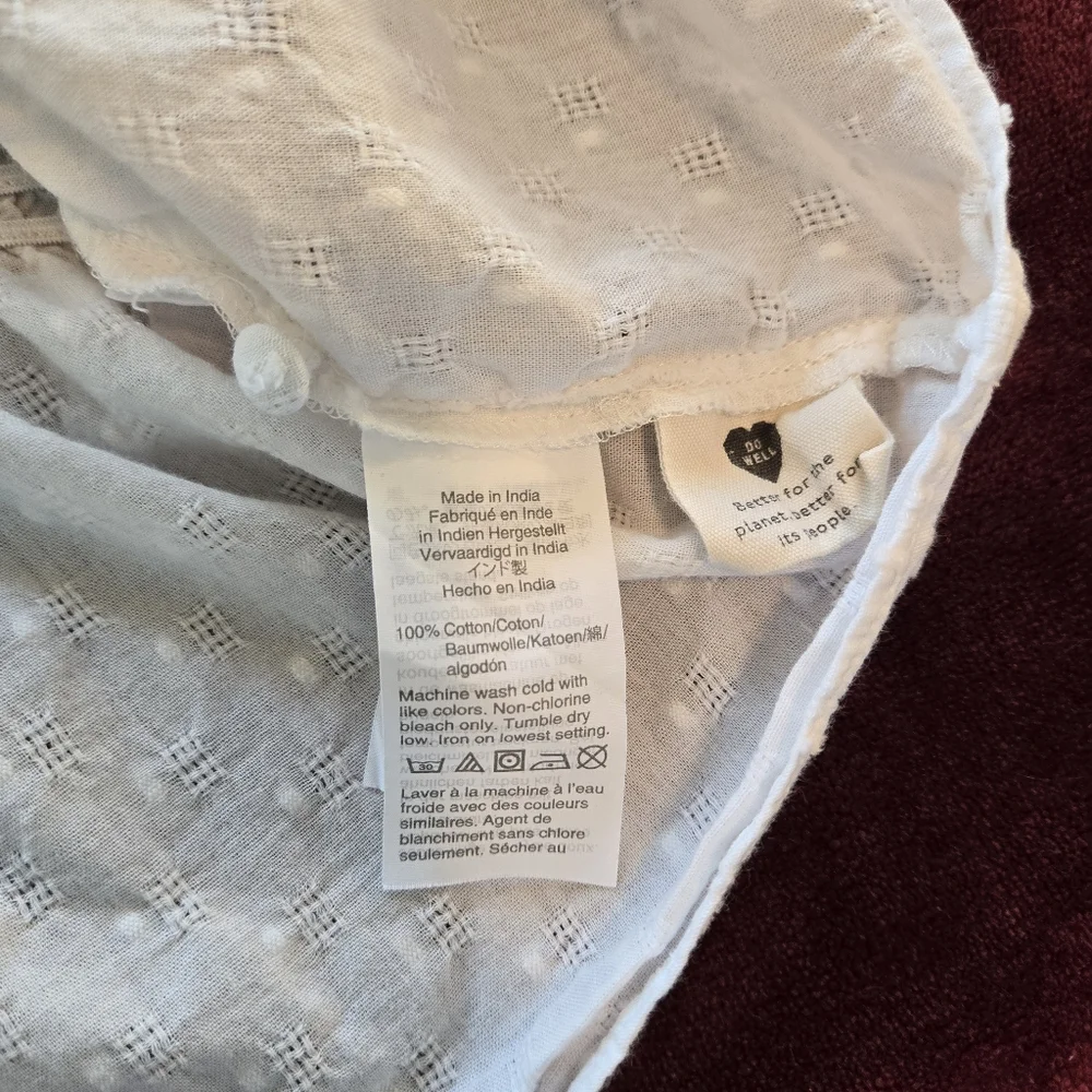 Madewell Cream Swiss Dot Peplum Button-Front Blouse